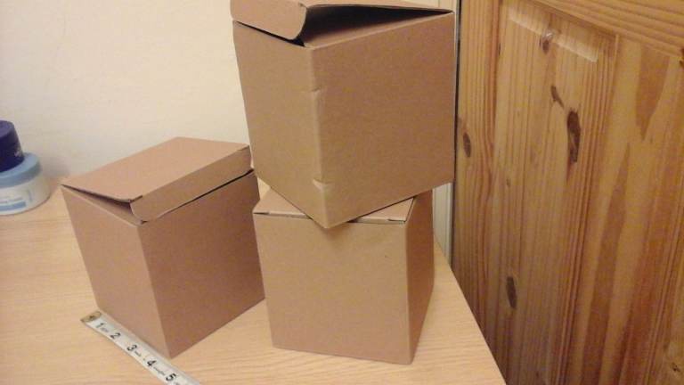 3 x small cardboard boxes 4.5inches x 4.5inches