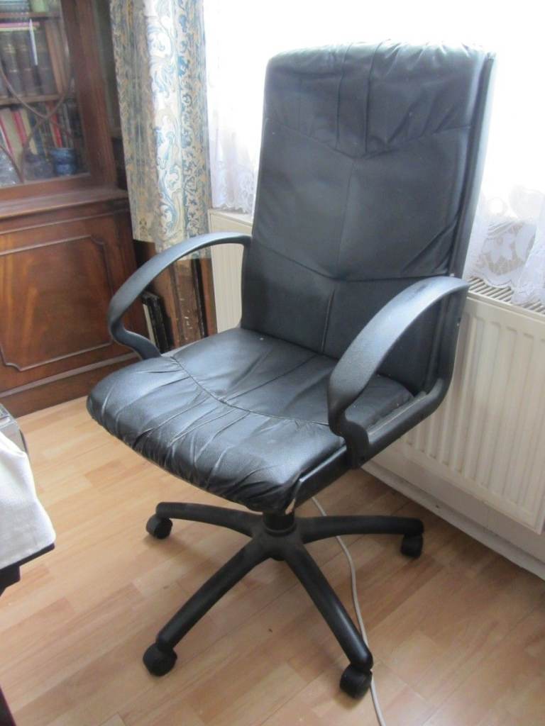 £20 - Leather Executive Chair - Purchased in Harrods - well-loved and comfortable for lounging
