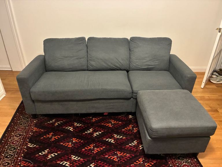 Campbell 3 Seater Sofa with Reversible Chaise in Dark Grey