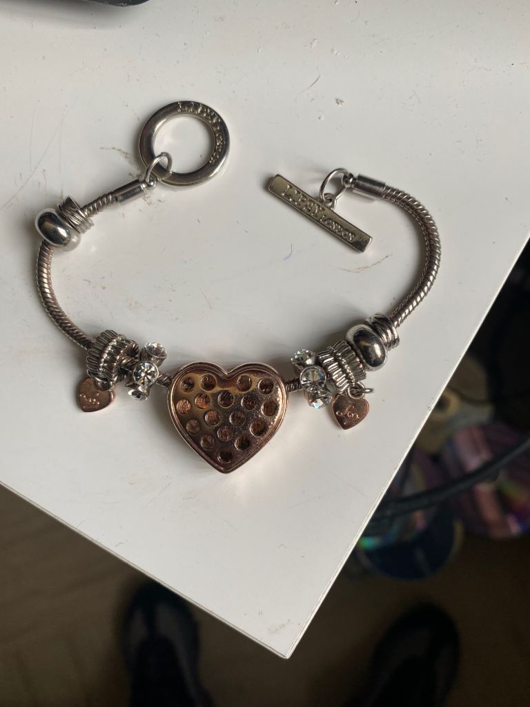 Silver and Rose Gold Tone Charm Bracelet – Good Condition