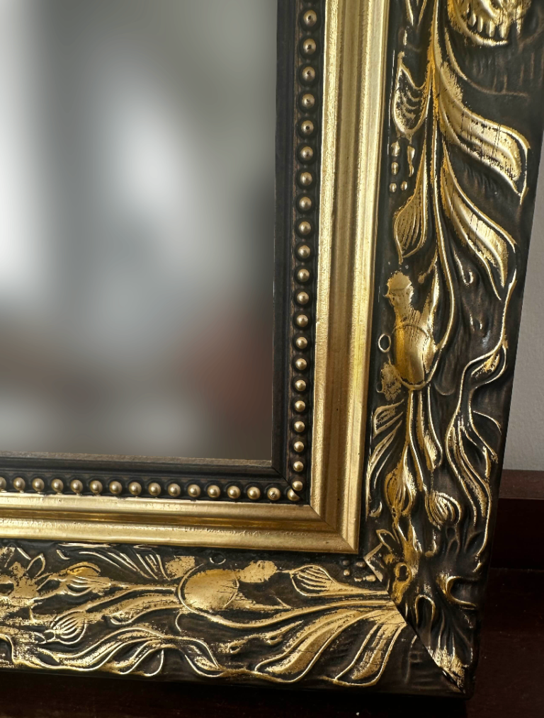 - Vintage-Style Decorative Gold Mirror - 86cm x 60cm