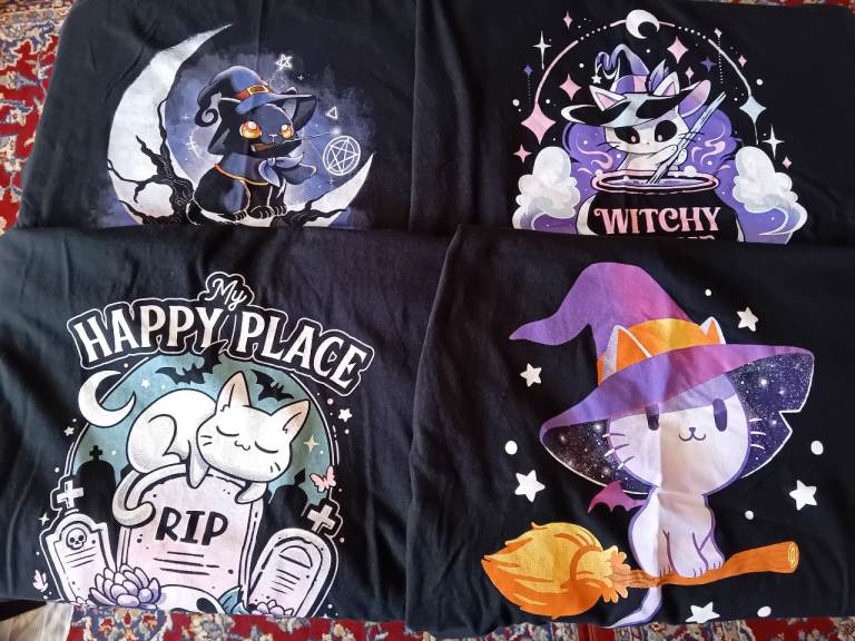 Halloween cat themed bundle of 4 medium (12-14) tshirts