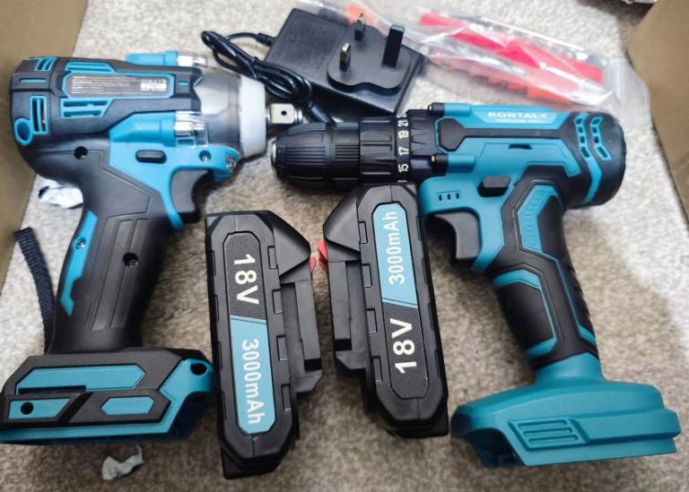 New Cordless drill and wrench with two batteries, 1 charger and drill bits at very cheap price 🥰