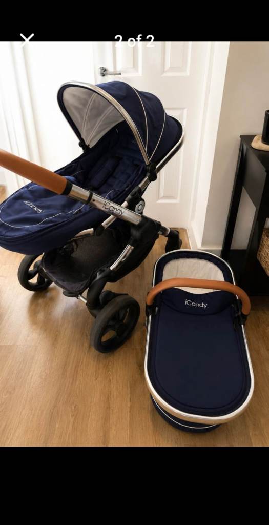 iCandy Peach Pram & Pushchair – Navy Blue, Good Condition