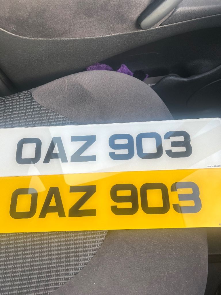 Dateless 3x3 registration number plate OAZ 903