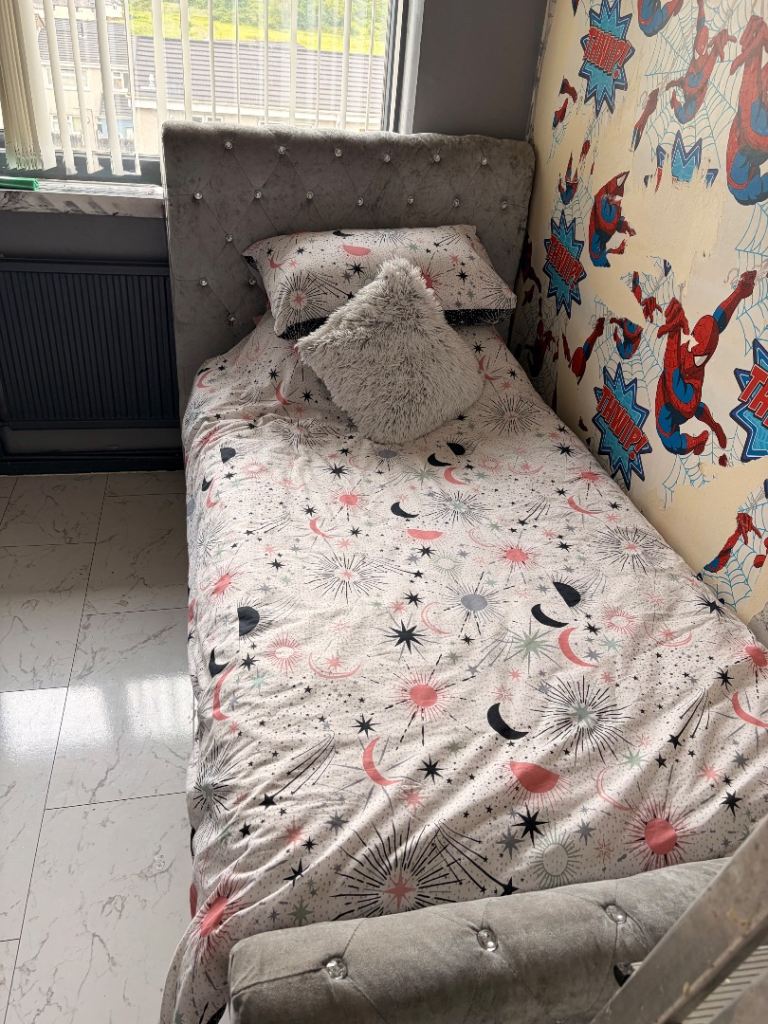 Single Velvet Ottoman Bed with Pull-out Guest Bed