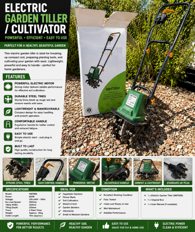 NMT Electric Garden Tiller / Cultivator – Brand New