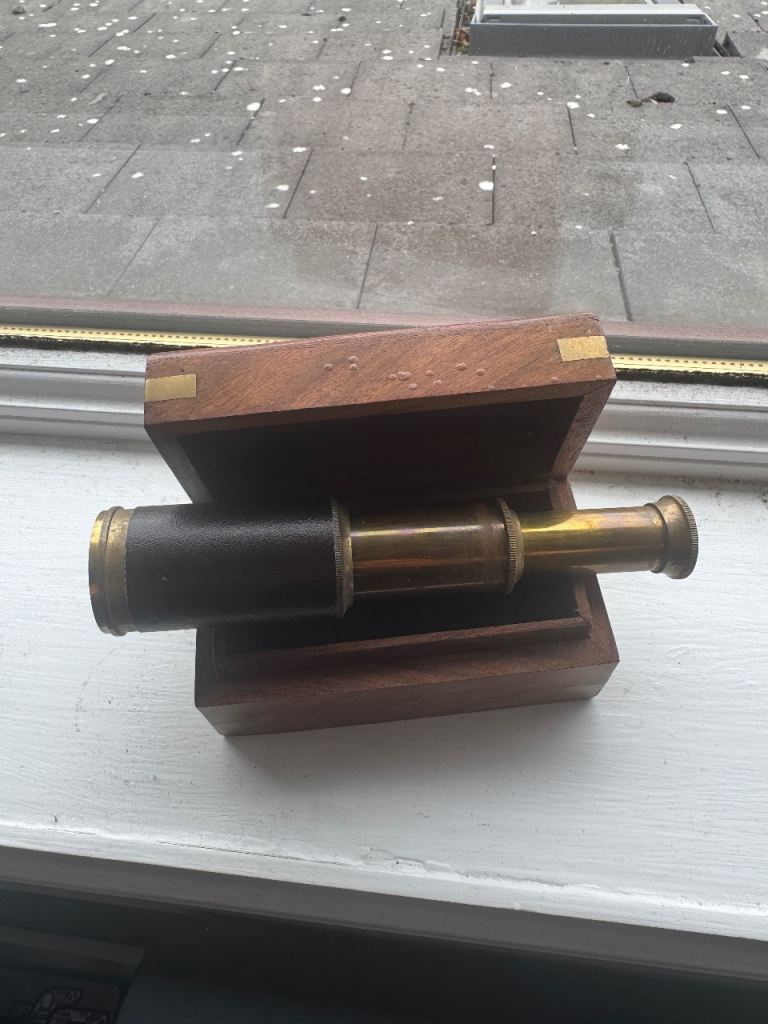 Brass Telescope in Wooden Box