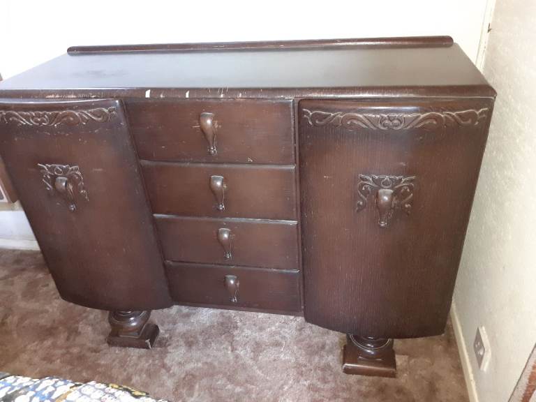 Dark Wood Sideboard with Drawers and Cupboards