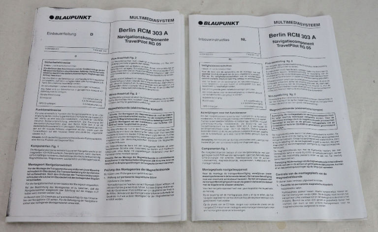 Blaupunkt Berlin RCM303 RG05 installation instructions in German and Dutch