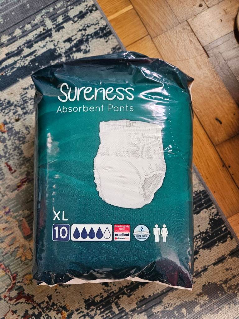 Sureness Absorbent Pants XL - Pack of 10, New x8