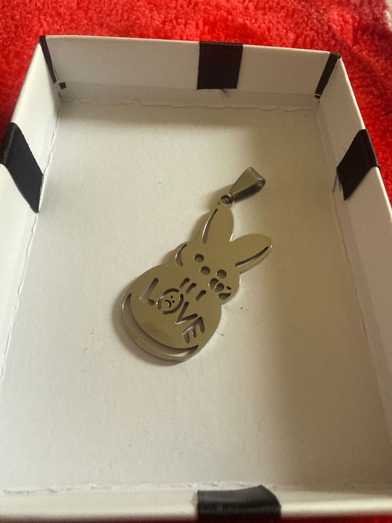 Silver-Tone Bunny 'LOVE' Pendant - Excellent Condition