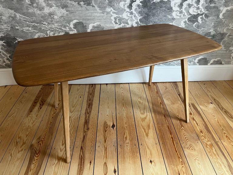 RENOVATED Vintage Retro 60's Mid Century Ercol Windsor Plank Table Light blonde Finish mdl 382