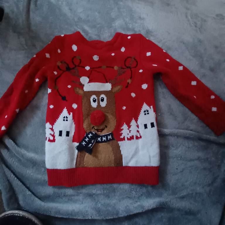 Primark Kids Christmas Jumper - Red Reindeer, 5-6 Years