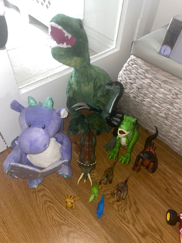Variety of toy dinosaurs, 3 movement and  sound and story telling Dalton dragon