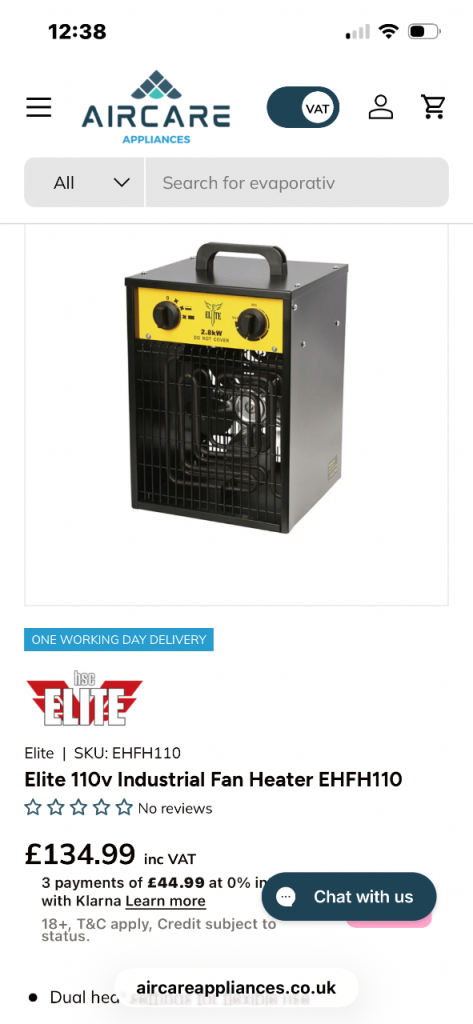 110v elite electric fan heater