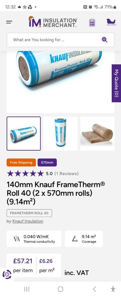 Insulation  Knauf earthwool 