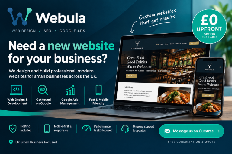 Professional Websites for All Businesses ➜ £0 Upfront - Web Design, SEO, Google Ads, App 