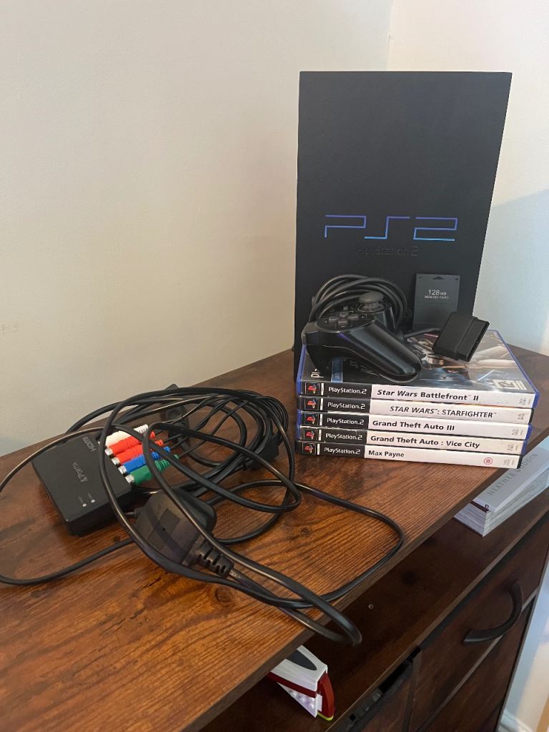 Sony PlayStation 2 Console with Games and HDMI Converter