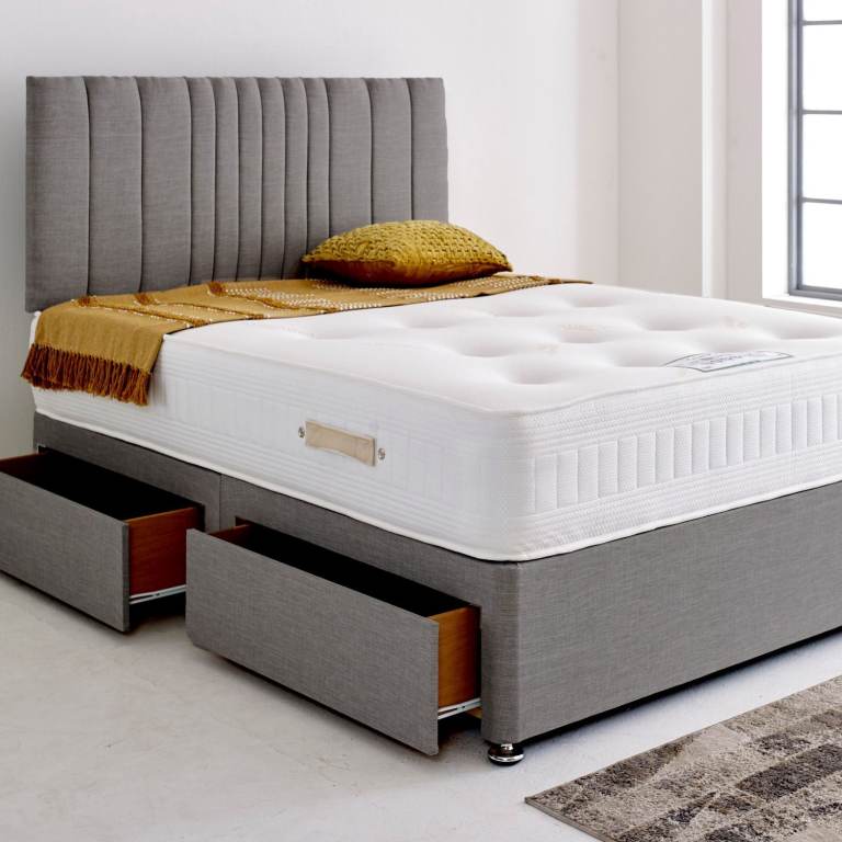 Elegant & Modern DIVAN 4FT6 Double Bed Base With Storage Drawers + Mattress >> Limited 20% Off >>>>