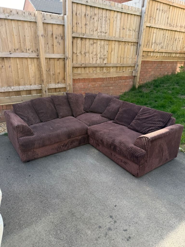 Brown Chord Corner Sofa