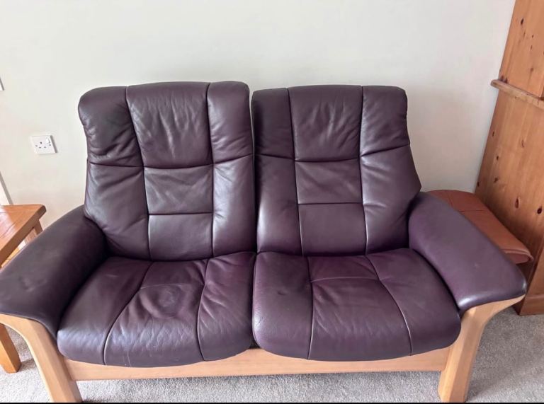 As NEW Beautiful Stressless Ekornes 2 seater sofa, unused, plump leather cost £2795