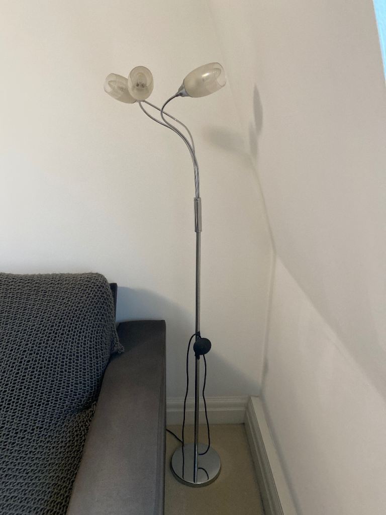 Silver Metal Floor Lamp with Three Adjustable Lights