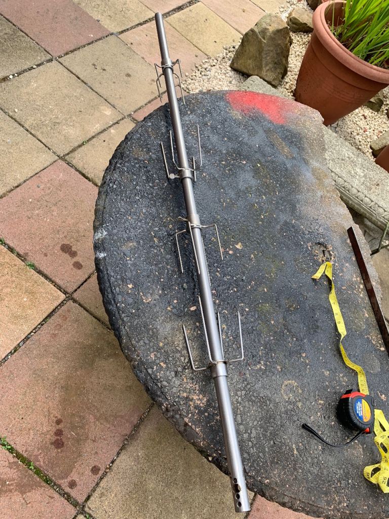 Rotisserie Spit Rod with Forks – Metal, Good Condition