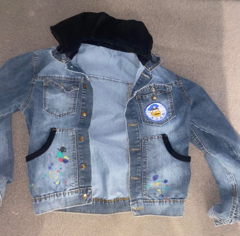 Cool leather jacket with patches and paint decals