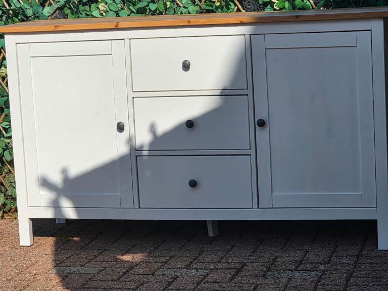 White Sideboard with Wooden Top – Good Condition