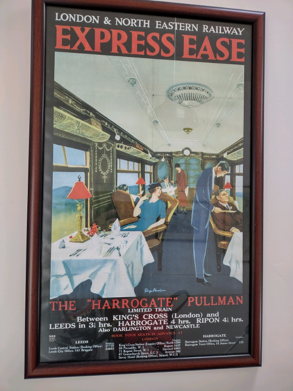 Railway poster London,Leeds, Harrogate, Ripon, Darlington & Newcastle