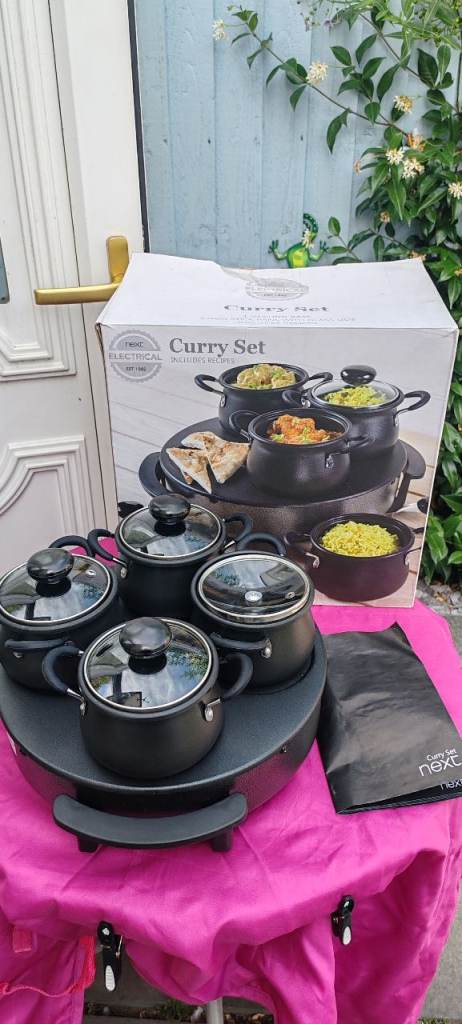 Next Electrical Curry Making/Serving Set - Electric Hot Plate with Pots