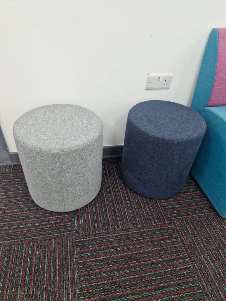 Orangebox fletcher stools in brand new upholstery (40  available)
