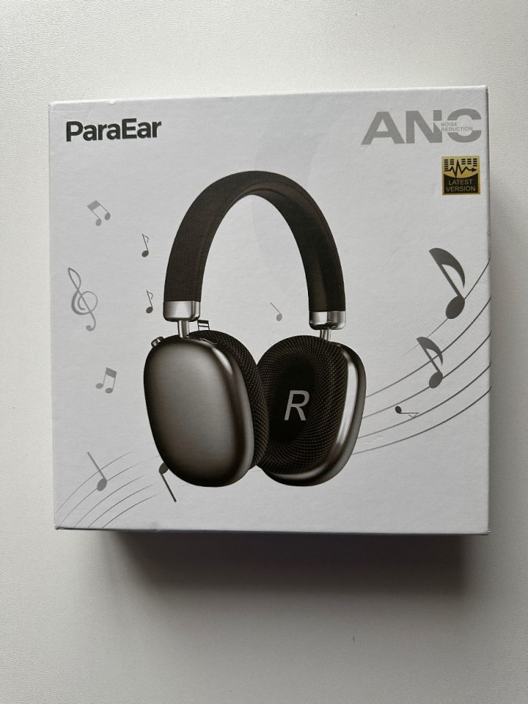 ParaEar ANC HiFi Stereo Wireless Headphones Bluetooth 5.3 Black/Grey