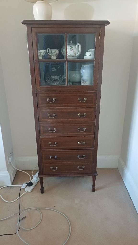 Vintage Wooden Display Cabinet with Drawers – Good Condition - fre