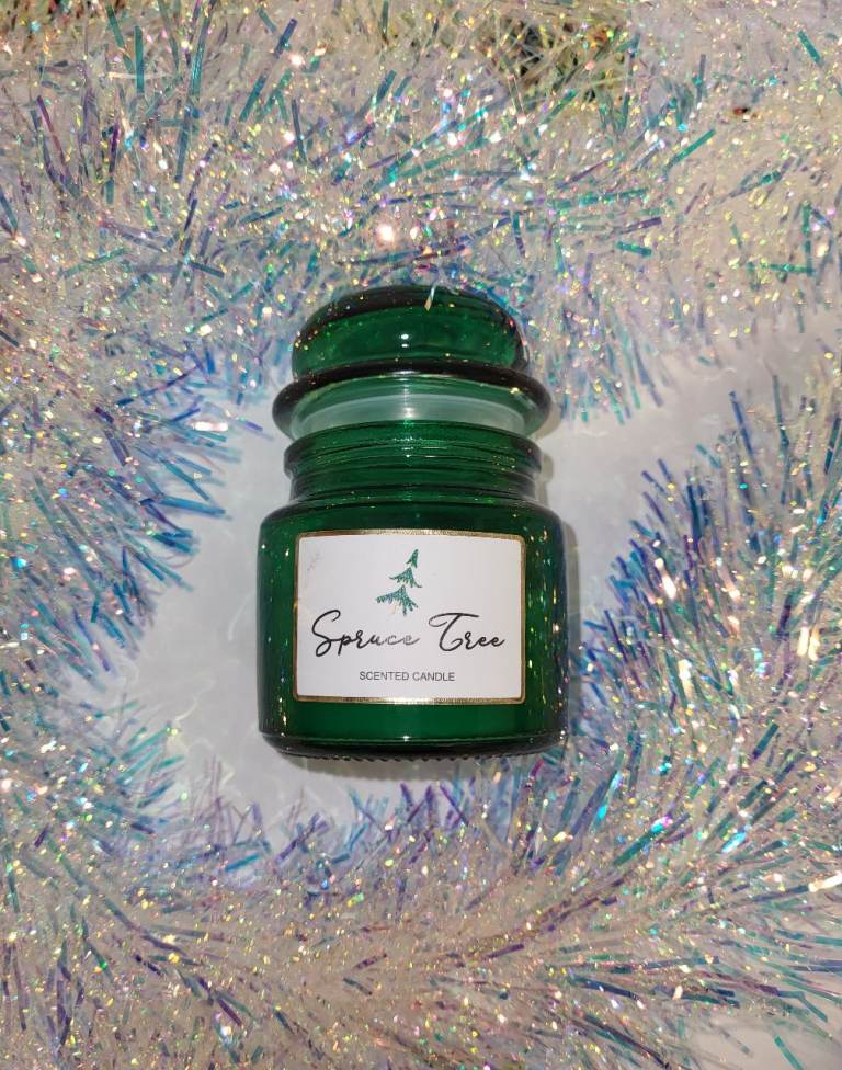 Christmas candle spruce tree candle xmas candle tree candle winter candle green candel