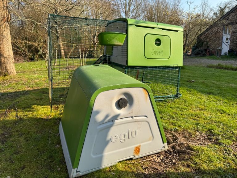 Omlet Eglu Cube & Go chicken houses with connecting 2m run
