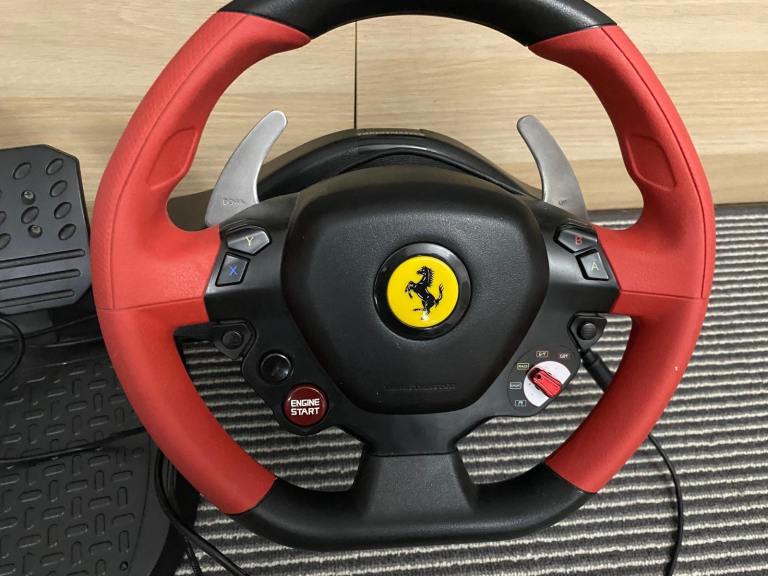 Ferrari racing steering wheel with pedals. USB connection