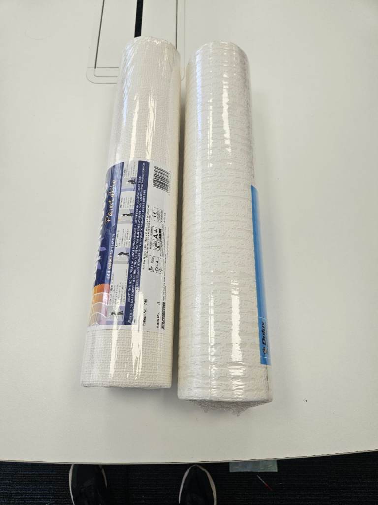 2× Sealed Rolls Paintable Textured Wallpaper — Superfresco + Dulux Trade — Covers Imperfections