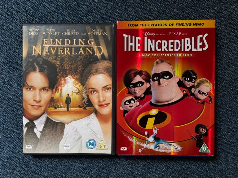 Finding Neverland & The Incredibles DVDs - Good Condition