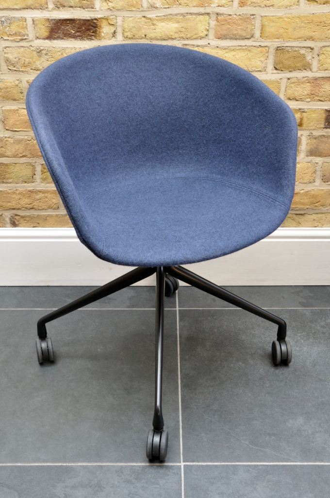 Stylish Blue Fabric Office Chair with Wheels – Good Condition