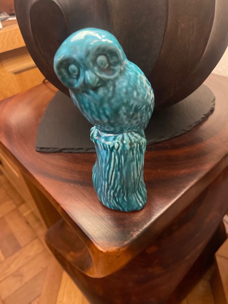 1970’s Anglia Studio Art Pottery Turquoise  Owl