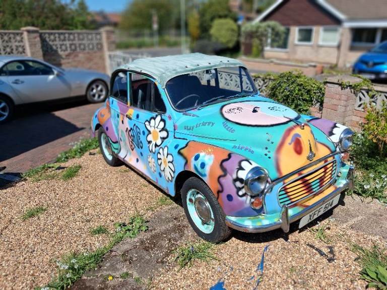 Think - Bless this House!.  1959 Morris Minor - what a eye catching little car!.