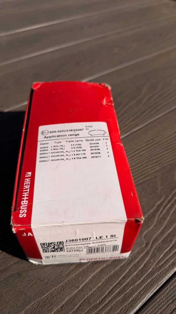 HERTH+BUSS JAKOPARTS J3601007 Front Brake Pads fits Nissan X-Trail Renault Kadjar