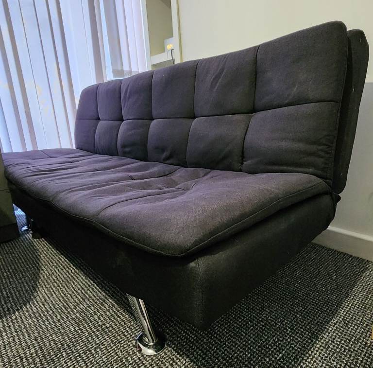 Sofa Bed in Black Click Clack fold flat  175x100x39cm Black