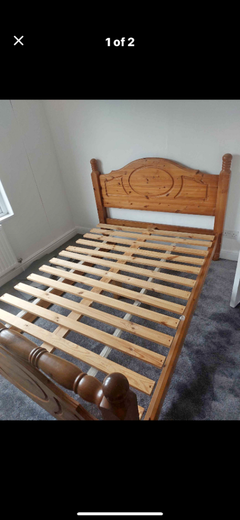 Double pine solid bed frame 