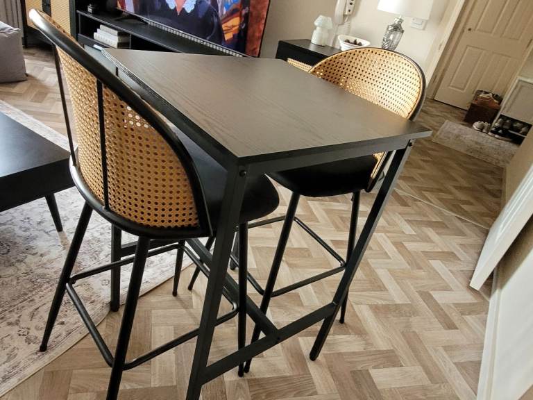 Dusk rattan back bar stools and bar table 