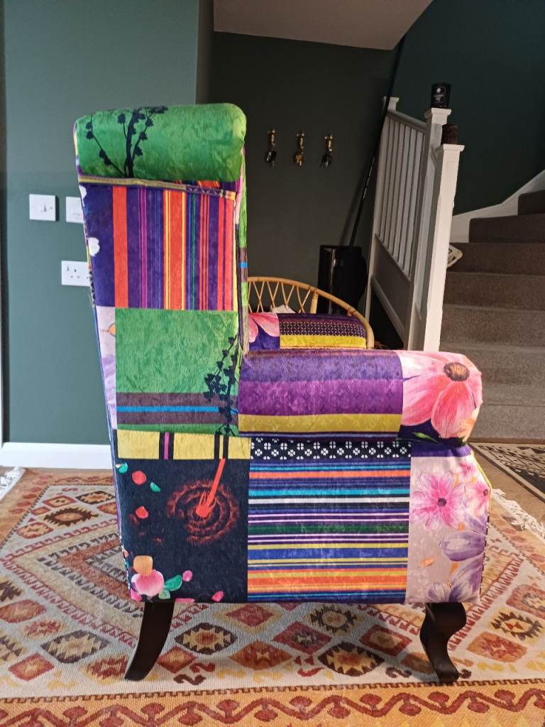 Chesterfield patchwork accent chair