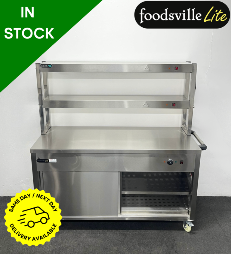 image for PROFIT NOW, BUY LATER! 1500mm Double Shelved Hot Cupboard With Double Heated Overgantry, On Wheels