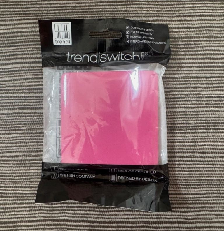 Trendiswitch Candy Pink Single Wall Blanking Plate Screwless Designer Decorative